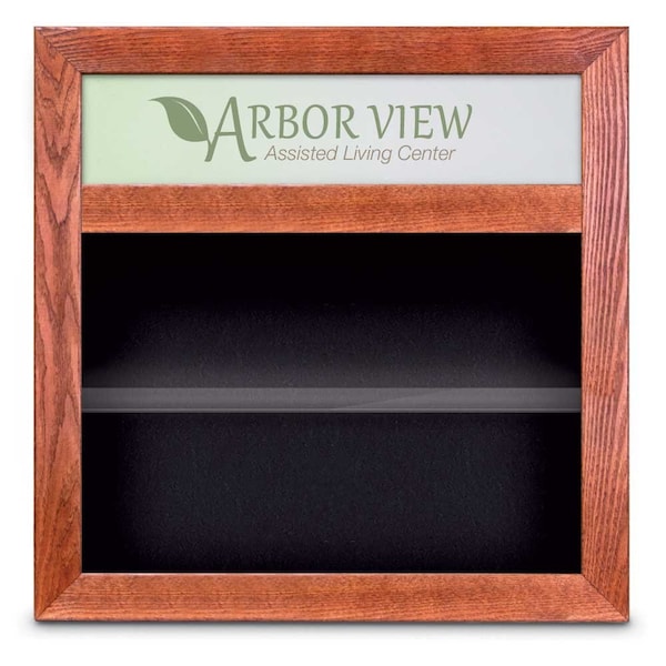 Outdoor Enclosed Combo Board, 42"x32", Satin Frame/Green & Amethyst